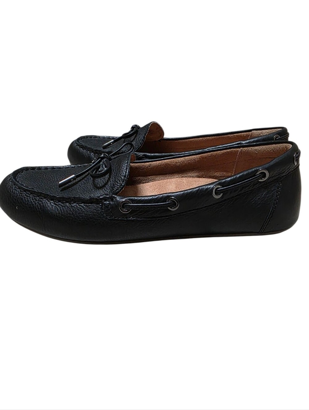 NWOB Vionic Virginia Black Pebble Leather Slip On Flat Shoe